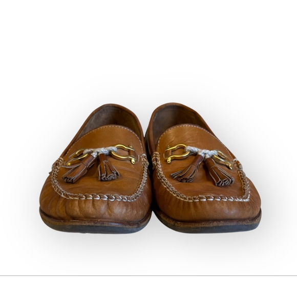 Bally Kaftan Men’s Tan Leather Horsebit Tassel Loafers Size 10.5M Made in Italy - Picture 3 of 10